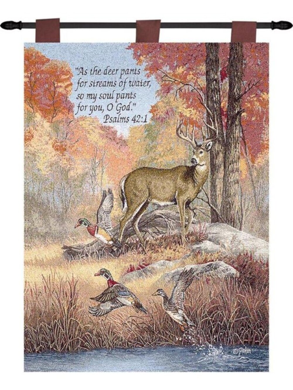 Inspirational Wall Hanging 26x36" with Finial Rod - Fur, Feathers & Fall Decor